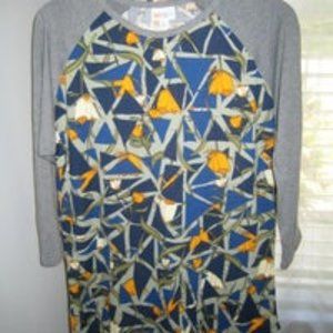 LuLaRoe Randy T-Shirt Blue Triangles
